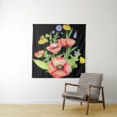 Botanischer Wildblumenstrauß Wasserfarbenkunst Wandteppich (Beispiel)