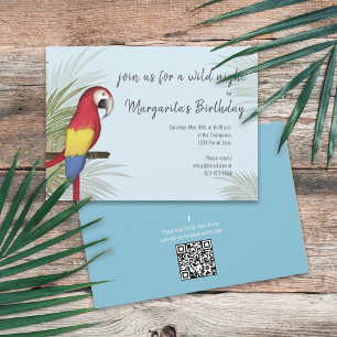 Botanischer wilder Geburtstagsvogel QR-Code Social Einladung