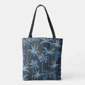 Botanischer Wind: Handillustrierte Palme Navyblau Tasche (Rückseite)