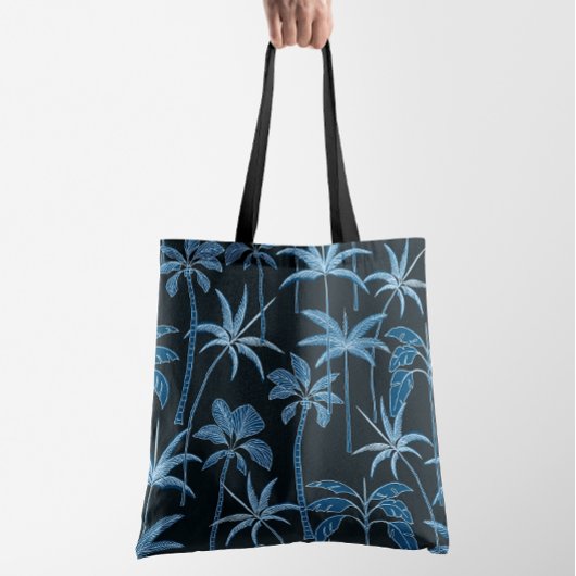 Botanischer Wind: Handillustrierte Palme Navyblau Tasche