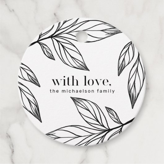 Botanischer Winter mit Liebe und Name Urlaub Geschenkanhänger (Vorderseite)