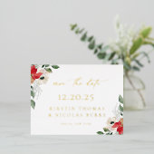 Botanischer Winter Save the Date Folie Einladungspostkarte (Stehend vorne)