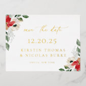 Botanischer Winter Save the Date Folie Einladungspostkarte (Vorderseite)