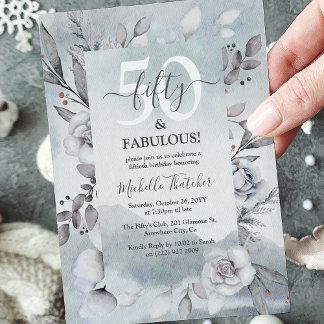 Botanischer Winter Wasserfarbe Elegant 50. Geburts Einladung