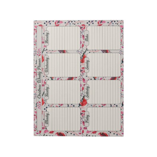 Botanischer Wochenplaner Notizblock (Rotiert)