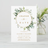 Botanischer Wraath Gold Hochzeit Ändern Sie das Da Einladung (Stehend Vorderseite)