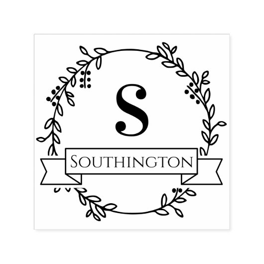 Botanischer Wraath One Anfangsname für Hochzeitban Permastempel (Design)