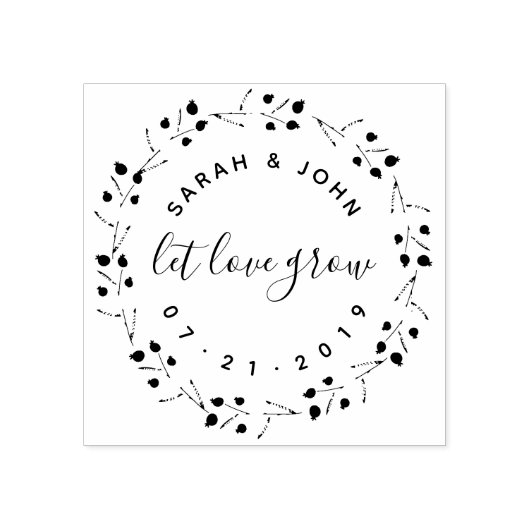 Botanischer Wraath & Script Lassend Liebe Hochzeit Gummistempel (Prägung)