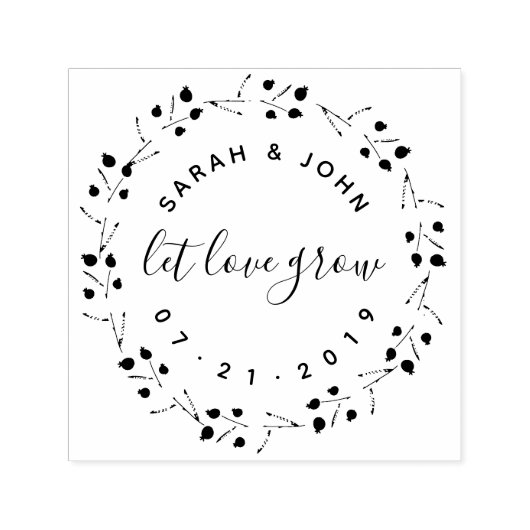 Botanischer Wraath & Script Lassend Liebe Hochzeit Permastempel (Design)