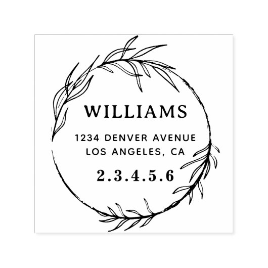 Botanischer Wreath Fett-Rücksendeadresse Permastempel (Design)