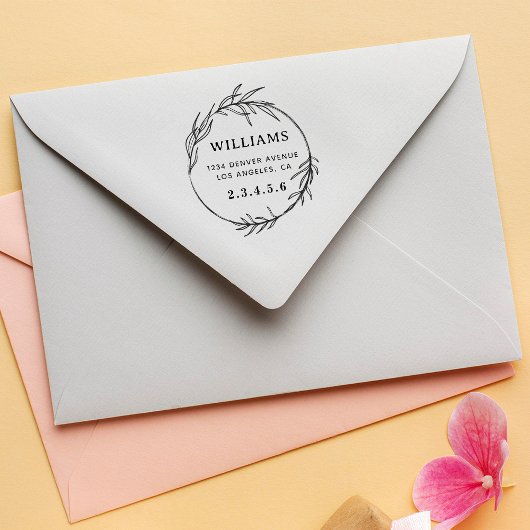 Botanischer Wreath Fett-Rücksendeadresse Permastempel