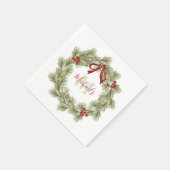 Botanischer Wreath Red Holly Monogram Serviette (Ecke)