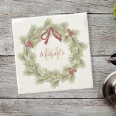 Botanischer Wreath Red Holly Monogram Steinuntersetzer