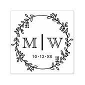 Botanischer Wreath Two Initial Wedding Monogram CO Permastempel (Design)