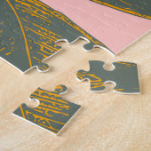 Botanischer Zeichn an der Frontseite Rosa und Grün Puzzle (Seite)