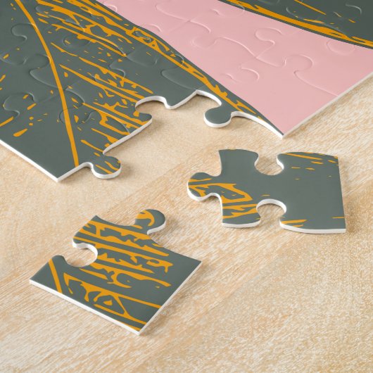 Botanischer Zeichn an der Frontseite Rosa und Grün Puzzle (Seite)