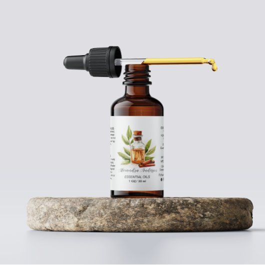 Botanischer Zimt Essenzielle Öle Wasserfarbe Adressaufkleber