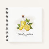 Botanischer Zitrus Lemon Essential Oils Aquarell Notizblock (Vorderseite)