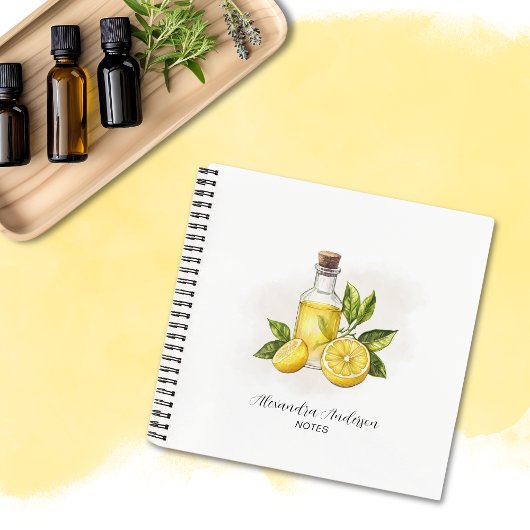 Botanischer Zitrus Lemon Essential Oils Aquarell Notizblock