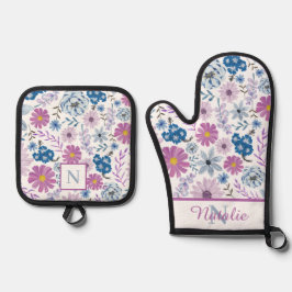 botanischer Zuhause-Koch-Küchenschutz Ofenhandschuh & Topflappen-Set