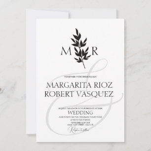 Botanischer Zweig Et-Zeichen Monogramm-Hochzeit Einladung