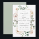 Botanisches 16 . Geburtstag-Party Einladung<br><div class="desc">Modernes botanisches Design mit Elfenbeinrosen, eingebettet in schlängelgrüne Eukalyptus-Blätter. Ihre 16 . Geburtstag-Party-Daten werden in der Mitte auf einem weißen Rechteck platziert. Der Taubengrau-Text ergänzt das botanische Blattwerk perfekt, um eine raffinierte und schicke Farbpalette zu schaffen. Diese Einladung ist Teil der Botanischen Kollektion White Rose. Es enthält viele Vorlagen zum...</div>