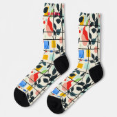 Botanisches Abstrakt mit farbigen geometrischen Ak Socken (Linkes Detail)