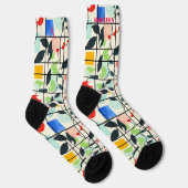 Botanisches Abstrakt mit farbigen geometrischen Ak Socken (Rechts)