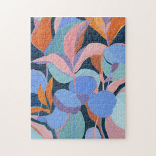 Botanisches abstrakte Aquarell-Kunst-Puzzle Puzzle