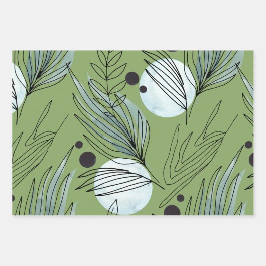 Botanisches Abstraktes Muster Geschenkpapier Set (Vorderseite 3)