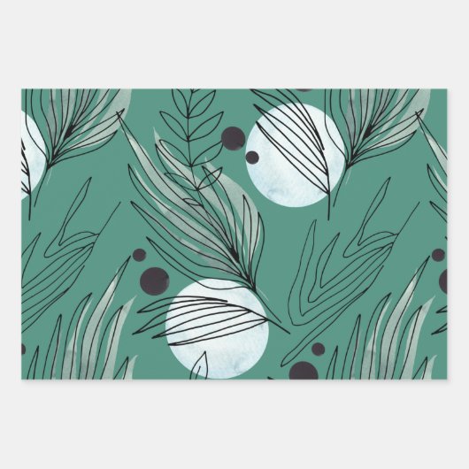 Botanisches Abstraktes Muster Geschenkpapier Set (Vorderseite)