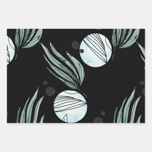 Botanisches Abstraktes Muster Geschenkpapier Set (Vorderseite 3)