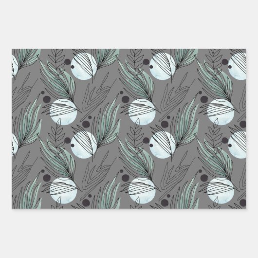 Botanisches Abstraktes Muster Geschenkpapier Set (Vorderseite 2)