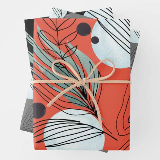 Botanisches Abstraktes Muster Geschenkpapier Set (Beispiel)