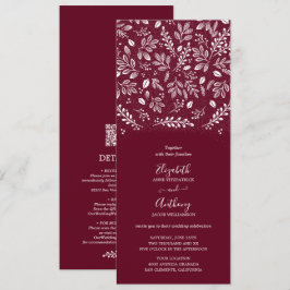 Botanisches All in one Burgund Hochzeitseinladung Einladung