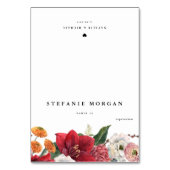 Botanisches Amaryllis Hochzeitsmahlzeit Platzkarte Tischnummer (Vorderseite)