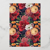 Botanisches Amaryllis und Mums Brautparty Folieneinladung (Rückseite)