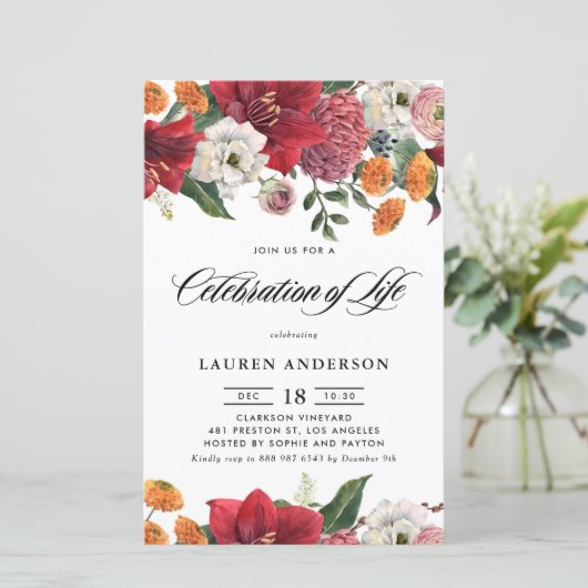 Botanisches Amaryllis und Mums-Feier des Lebens (Stehend Vorderseite)