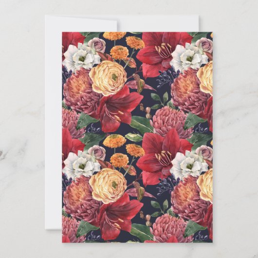 Botanisches Amaryllis und Mums Floral Baby Brunch Einladung (Rückseite)