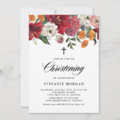 Botanisches Amaryllis und Mums florales Christenin Einladung (Vorderseite)