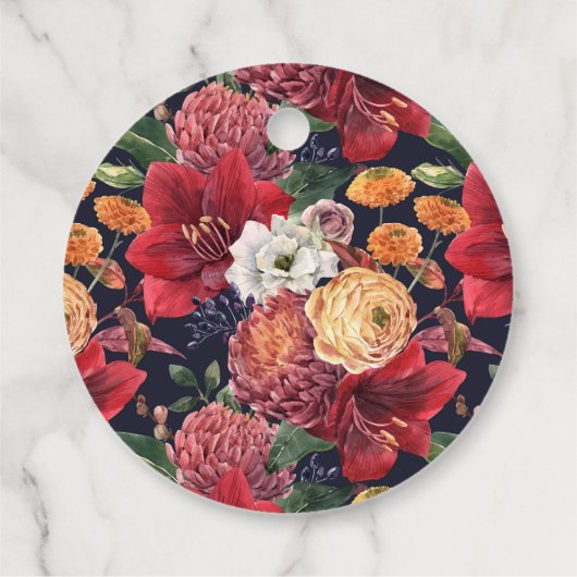 Botanisches Amaryllis und Mums Kinderdusche Vielen Geschenkanhänger (Rückseite)