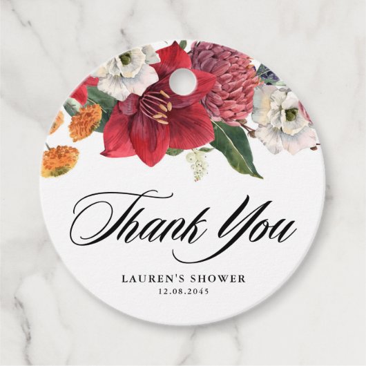 Botanisches Amaryllis und Mums Kinderdusche Vielen Geschenkanhänger (Vorderseite)