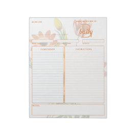 Botanisches Anemone angepasstes Rezept Notepad Notizblock