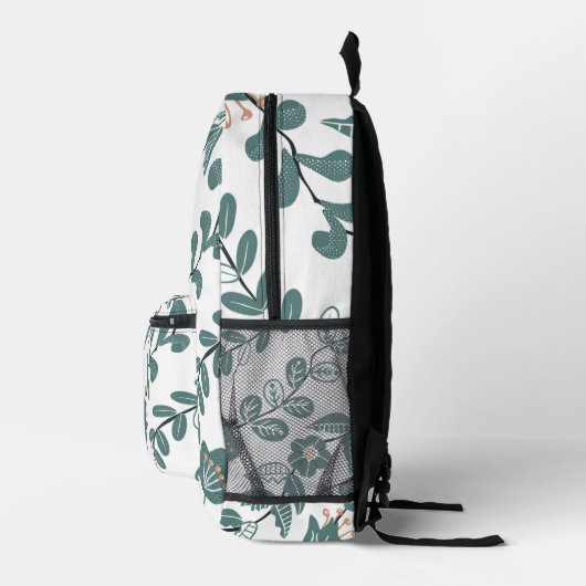 Botanisches Aquamarines Blumenmuster Bedruckter Rucksack (Rechts)