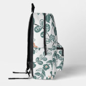 Botanisches Aquamarines Blumenmuster Bedruckter Rucksack (Links)