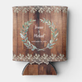 Botanisches Aquarell Blätter rustikales Holz Hochz Dosenkühler (Vorderseite)