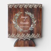 Botanisches Aquarell Blätter rustikales Holz Hochz Dosenkühler (Vorderseite)