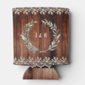 Botanisches Aquarell Blätter rustikales Holz Hochz Dosenkühler (Rückseite)