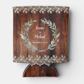 Botanisches Aquarell Blätter rustikales Holz Hochz Dosenkühler (Vorderseite)