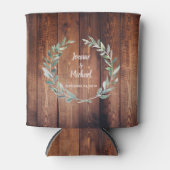 Botanisches Aquarell Blätter rustikales Holz Hochz Dosenkühler (Vorderseite)